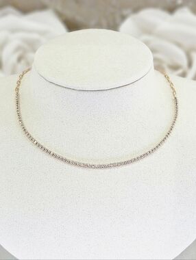 Sterling Forever Dani Chain CZ Tennis Necklace 14k Gold Plated Minimalist Modern